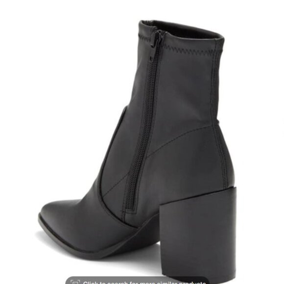 Steve Madden - Carla Black Leather Ankle Boot with Chunky Block Heel - Picture 3 of 6